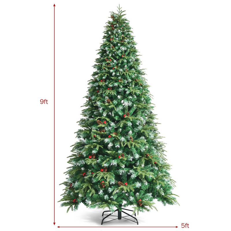 Load image into Gallery viewer, Goplus 8FT Pre-Lit Artificial Christmas Tree, Hinged Realistic Snowy Xmas Pine Tree W/ 780 Color Changing LED Lights, 11 Flash Modes - GoplusUS
