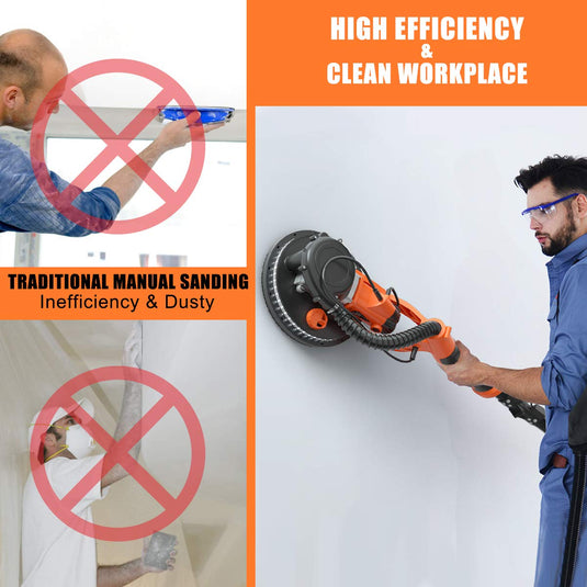 750W Drywall Sander 12 Sanding Disks & Carrying Bag (Foldable) - GoplusUS