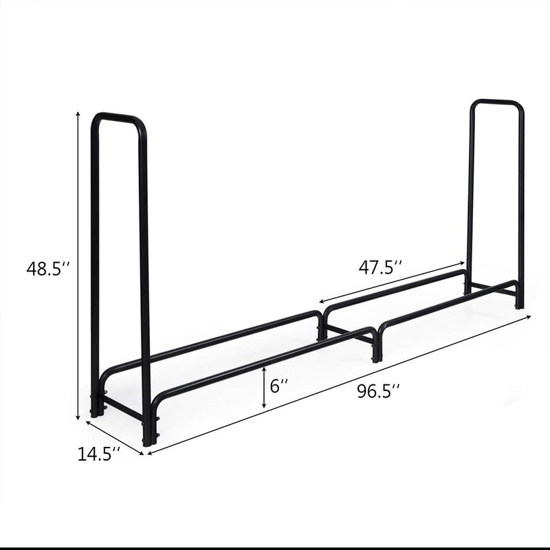 Load image into Gallery viewer, Goplus 8ft Firewood Log Rack, Outdoor Heavy-Duty Firewood Storage Holder w/Sturdy Steel Tubular Frame - GoplusUS
