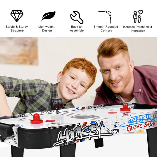 Air Powered Hockey Table, LED Electronic Scoring Sports Game - GoplusUS