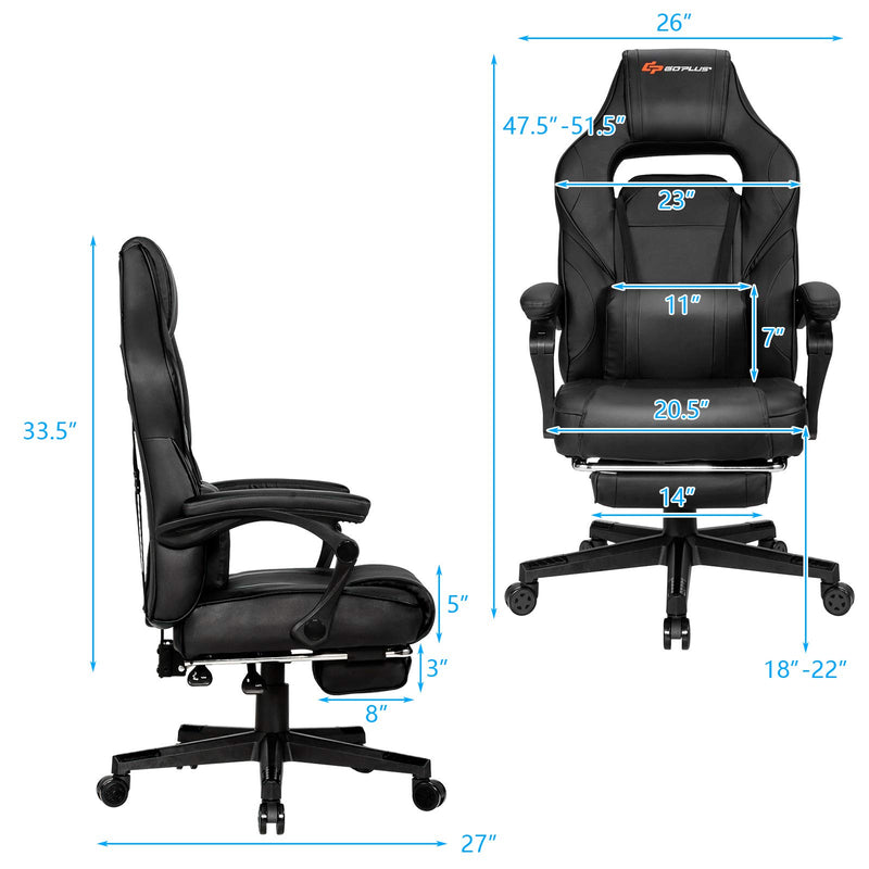 Load image into Gallery viewer, Massage Gaming Chair, Seat Height Adjustment Racing Computer Office Chair - GoplusUS
