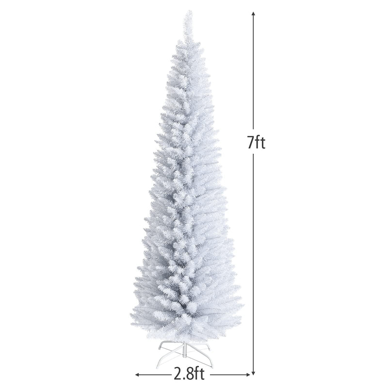 Load image into Gallery viewer, 5FT / 6FT / 7FT Pencil Christmas Tree, Artificial Slim White Christmas Tree - GoplusUS
