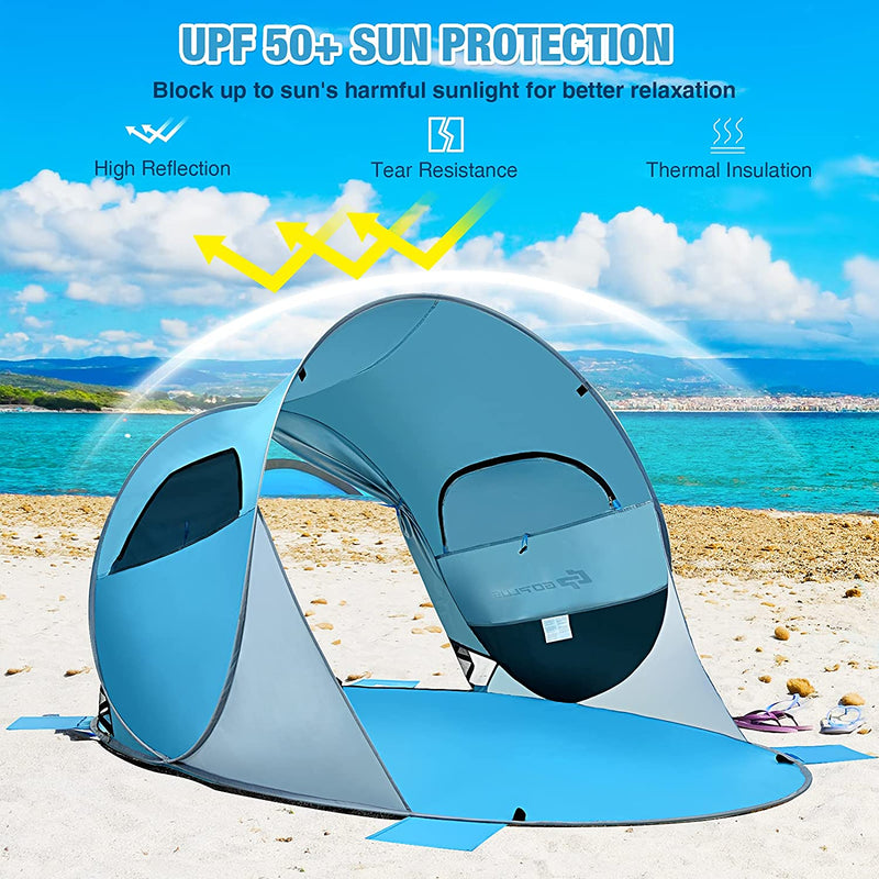 Load image into Gallery viewer, 3-4 Person Pop Up Beach Tent, Portable Instant Beach Sun Shade Shelter w/UPF 50+ UV Protection - GoplusUS
