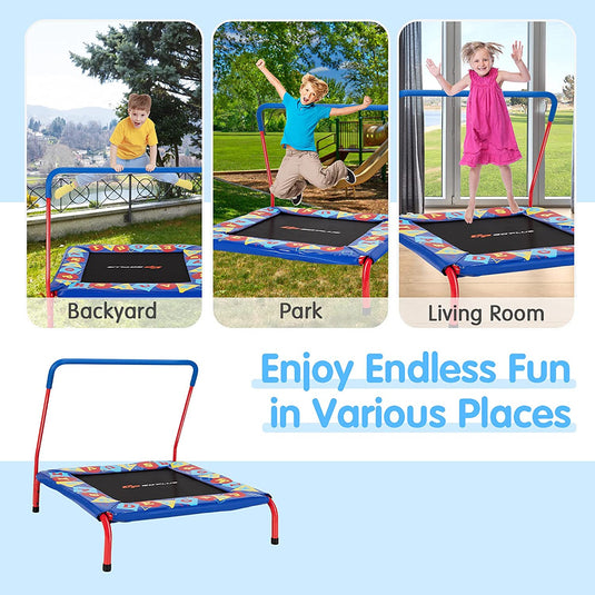 36" Square Toddler Trampoline, 330LBS Load Mini Kids Trampoline - GoplusUS