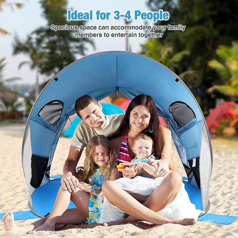 Load image into Gallery viewer, 3-4 Person Pop Up Beach Tent, Portable Instant Beach Sun Shade Shelter w/UPF 50+ UV Protection - GoplusUS
