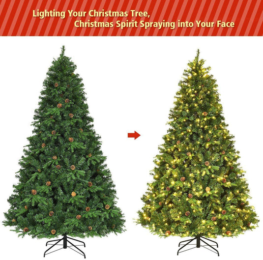 Pre-Lit Artificial Christmas Tree Premium Spruce Hinged Tree with 540 LED Lights