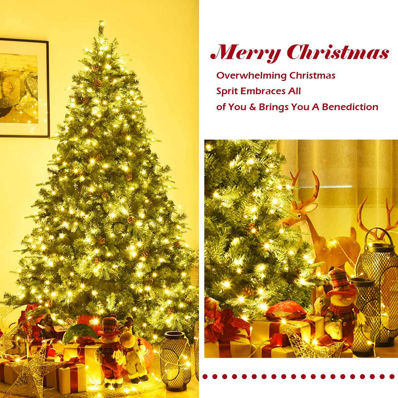 Load image into Gallery viewer, 7ft Pre-Lit Artificial Christmas Tree, Premium Spruce Hinged Tree with 460 LED Lights - GoplusUS
