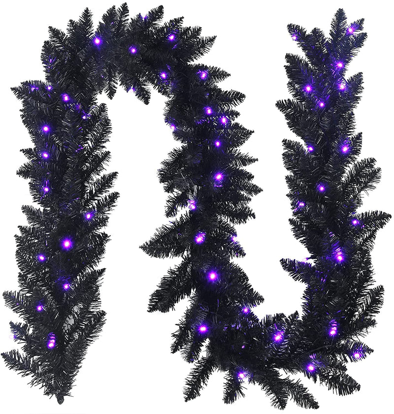 Load image into Gallery viewer, 9FT Black Halloween Garland with Lights - GoplusUS

