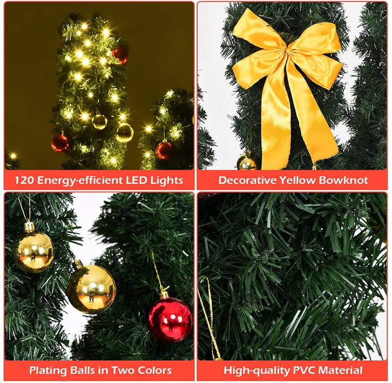 Load image into Gallery viewer, Pre-Lit Artificial Cactus Christmas Tree with LED Lights and Ball Ornaments -  Goplus

