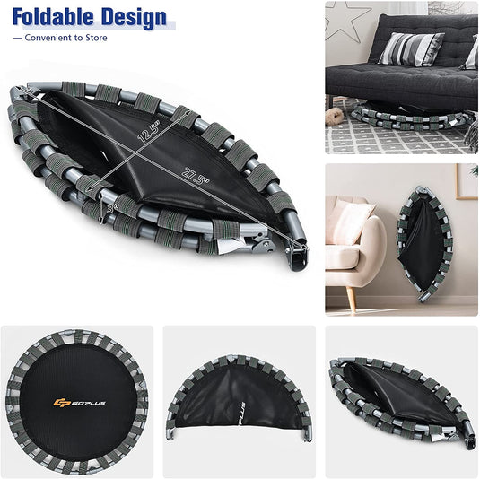 36Inch Kids Trampoline, Foldable Mini Rebounder with Full Covered Handle and Safety Pad - GoplusUS