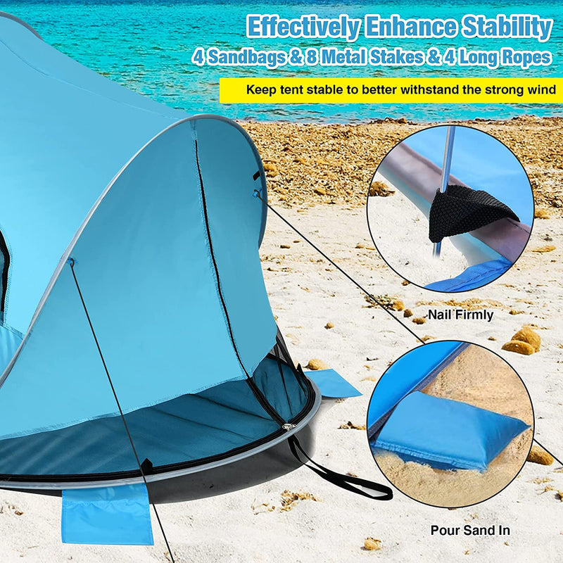 Load image into Gallery viewer, 3-4 Person Pop Up Beach Tent, Portable Instant Beach Sun Shade Shelter w/UPF 50+ UV Protection - GoplusUS
