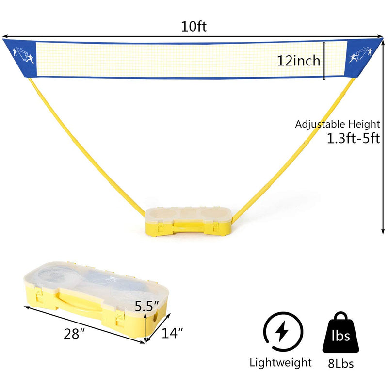 Load image into Gallery viewer, Portable Badminton Set, 10x5 ft Folding Adjustable Volleyball Badminton Net
