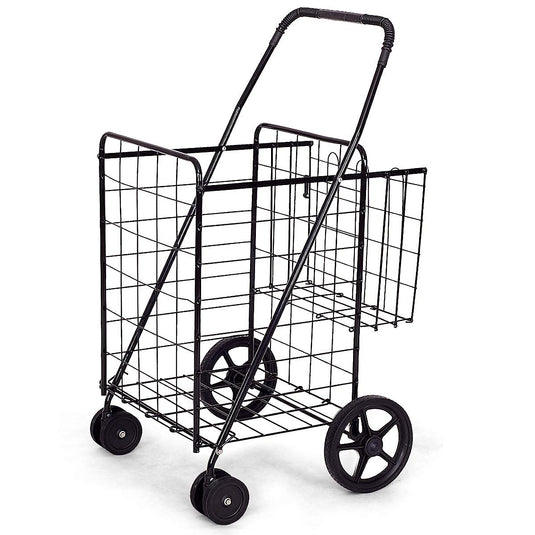 Jumbo Folding Shopping Cart for Grocery Laundry Book Luggage Travel - GoplusUS