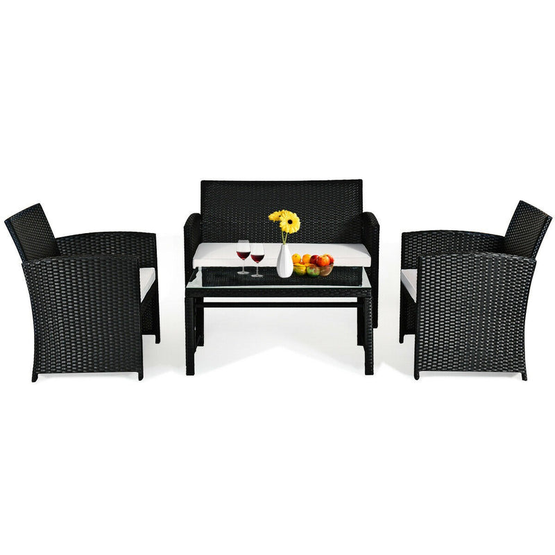 Load image into Gallery viewer, Patio Furniture 4 Pieces Rattan Conversation Sofa Set - GoplusUS
