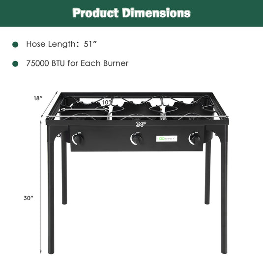 Outdoor Stove Portable Propane Gas Cooker Iron Cast Patio Burner - GoplusUS