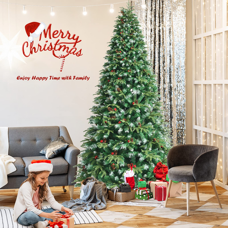 Load image into Gallery viewer, Goplus 8FT Pre-Lit Artificial Christmas Tree, Hinged Realistic Snowy Xmas Pine Tree W/ 780 Color Changing LED Lights, 11 Flash Modes - GoplusUS

