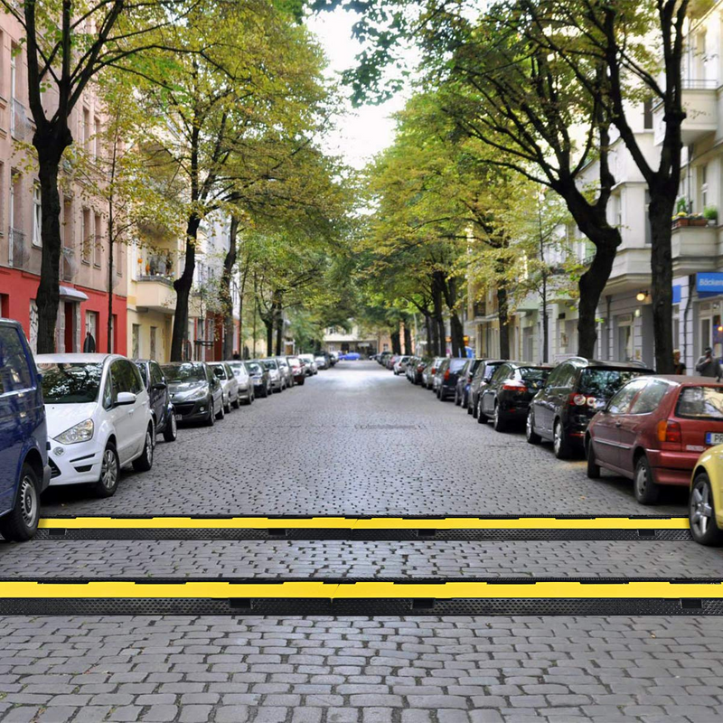 Load image into Gallery viewer, Goplus Rubber Cable Protectors, 2 Channel Hose Cable Protector Ramp Heavy Duty Traffic Speed Bump - GoplusUS

