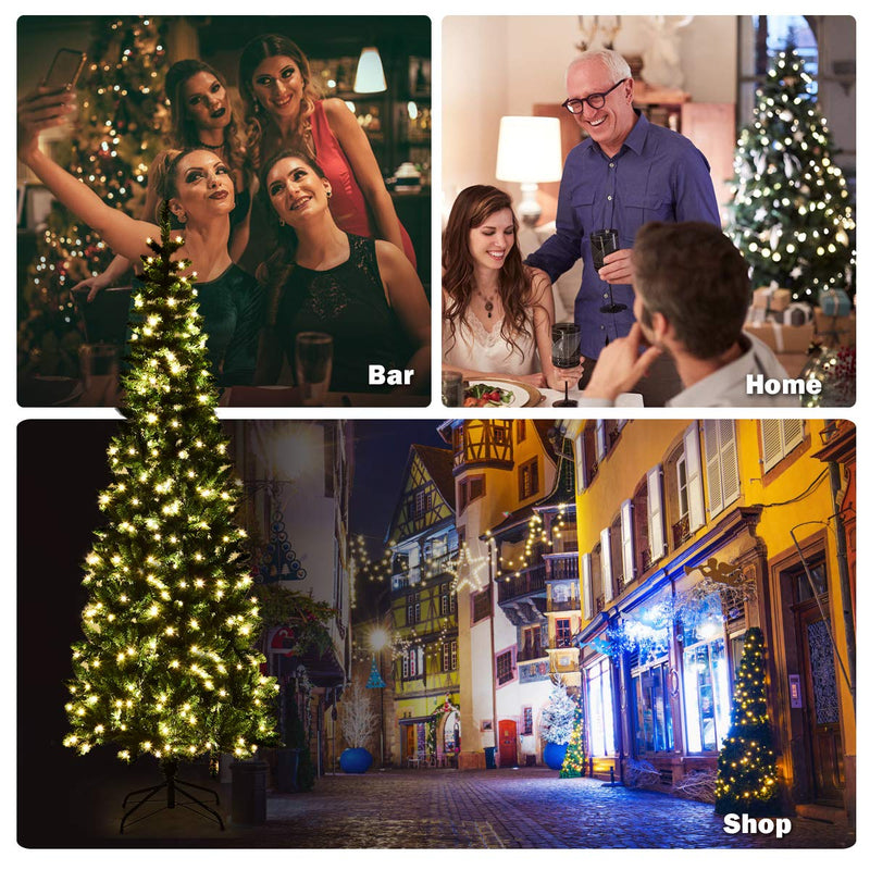 Load image into Gallery viewer, Prelit Pencil Christmas Tree, Premium Hinged Fir Tree
