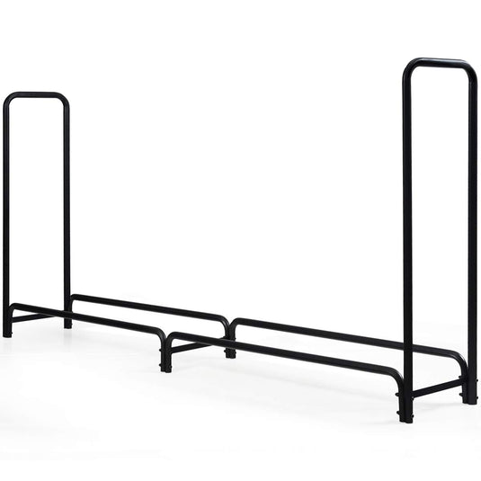 Goplus 8ft Firewood Log Rack, Outdoor Heavy-Duty Firewood Storage Holder w/Sturdy Steel Tubular Frame - GoplusUS