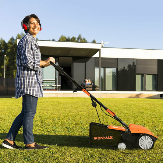 2-in-1 Lawn Dethatcher 12Amp, 3 Level Depth Adjustable Weeder - GoplusUS