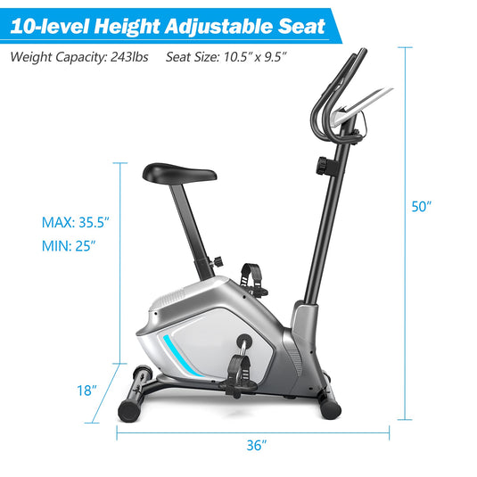 Goplus Magnetic Stationary Upright Exercise Bike, Indoor Cycling Bike w/ 8-level Resistances - GoplusUS