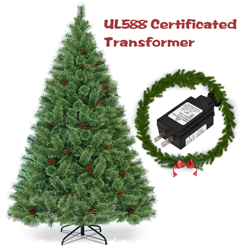Load image into Gallery viewer, 6FT Prelit Christmas Tree, Flowering Hinged Christmas Tree - GoplusUS
