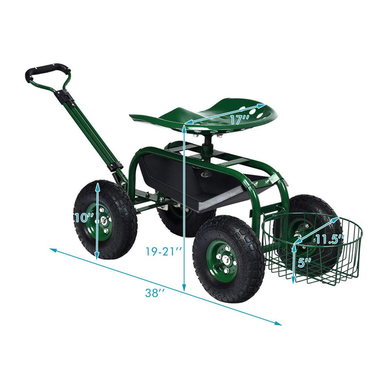 Load image into Gallery viewer, Garden Cart Gardening Workseat w/Wheels, Patio Wagon Scooter for Planting - GoplusUS
