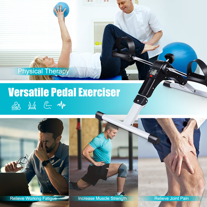 Load image into Gallery viewer, Folding Pedal Exerciser, Adjustable Resistance Mini Exercise Bike - GoplusUS

