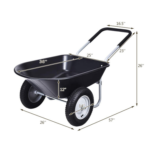 Goplus Dual Wheel Wheelbarrow, Heavy Duty Garden Cart, 330 lbs Capacity Utility Cart - GoplusUS