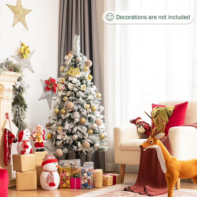 Load image into Gallery viewer, Goplus Snow Flocked Pencil Christmas Tree, Hinged Artificial Skinny Xmas Tree with White Berries - GoplusUS
