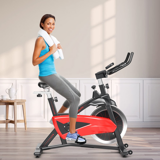 Goplus Indoor Magnetic Exercise Bike, Fitness Cycling Bike W/ Adjustable Resistance - GoplusUS