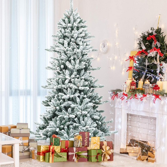 Goplus 7ft Snow Flocked Artificial Christmas Tree - GoplusUS