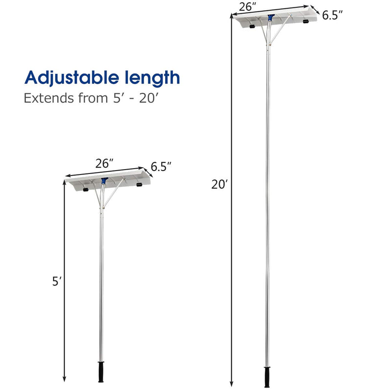 Load image into Gallery viewer, Goplus Aluminum Snow Rake, Lightweight Snow Removel Tool w/ 26 inch Width Blade (5ft to 20ft) - GoplusUS
