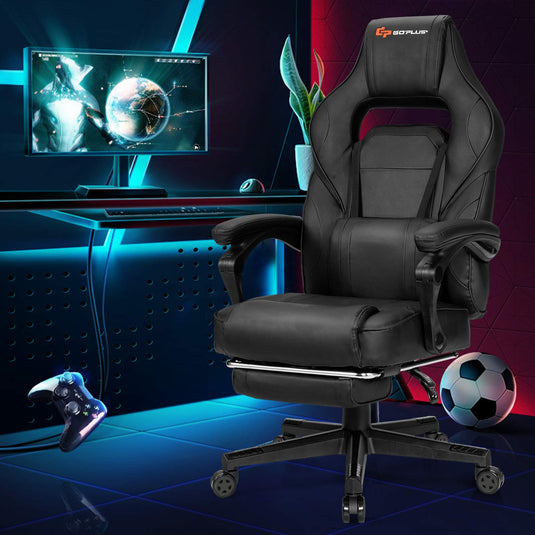 Massage Gaming Chair, Seat Height Adjustment Racing Computer Office Chair - GoplusUS