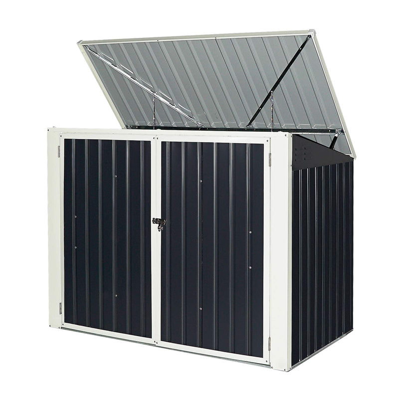 Load image into Gallery viewer, Outdoor Storage Shed 6&#39; x 3&#39;, Multi-Purpose Galvanized Steel Garbage Cans Box - GoplusUS
