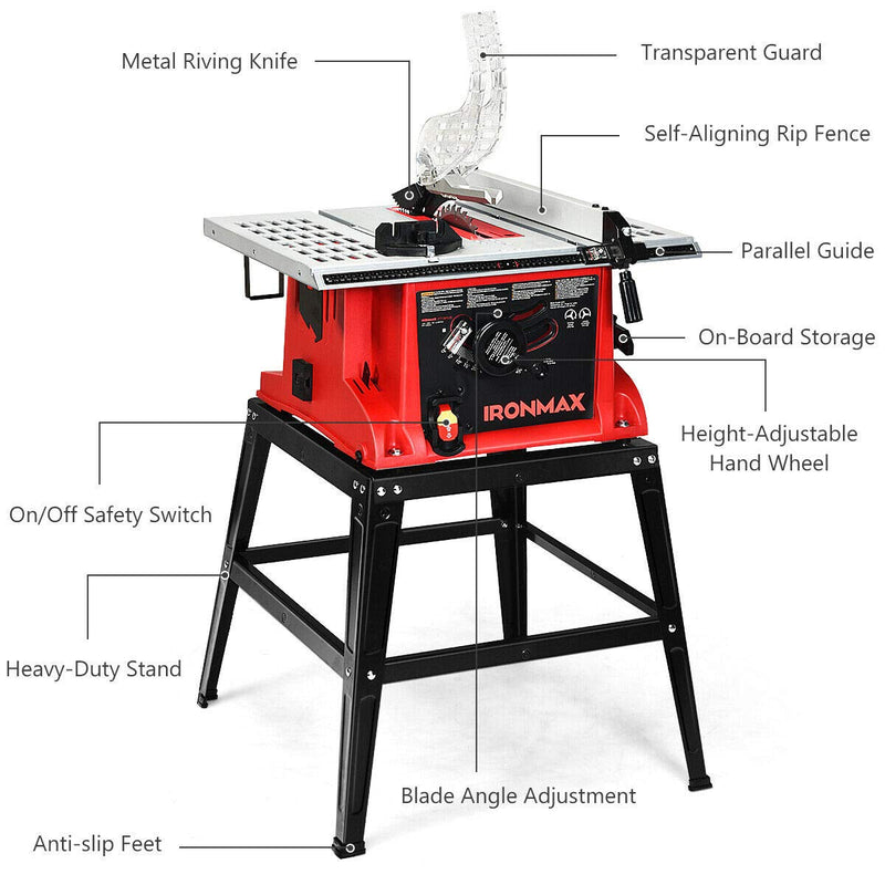 Load image into Gallery viewer, Table Saw, 10-Inch 15-Amp Portable Table Saw, 36T Blade
