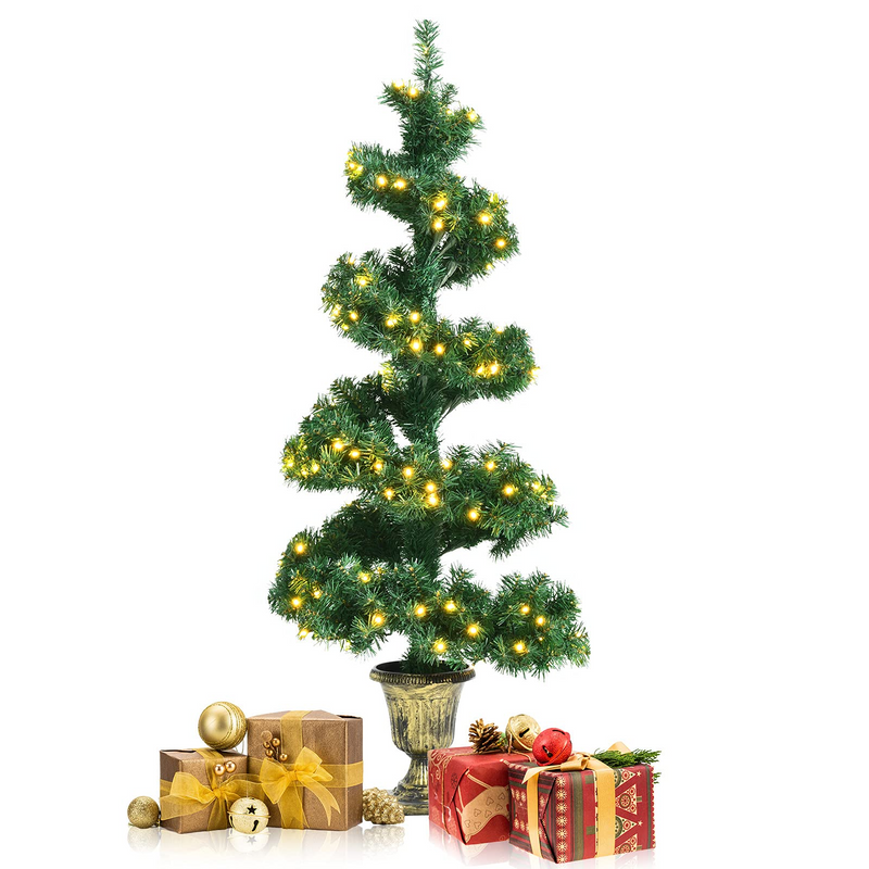 Load image into Gallery viewer, Goplus 4ft Pre-Lit Artificial Spiral Christmas Tree, Topiary Entrance Tree with 150 LED Lights - GoplusUS
