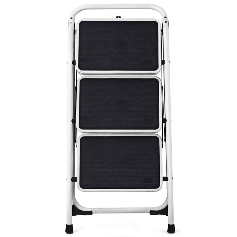 Load image into Gallery viewer, Goplus 3 Step Ladder, Folding Heavy Duty Step Stool Lightweight Steel Ladder, 340lbs Capacity (Black) - GoplusUS
