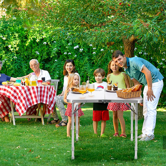 Folding Table, Height Adjustable Aluminum Foldable Utility Table - GoplusUS
