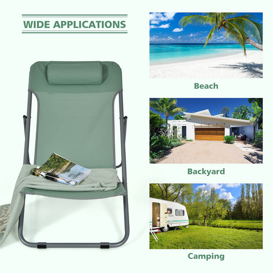 Goplus Beach Sling Chair for Adults, 2 Pcs Portable Folding Camping Chair - GoplusUS