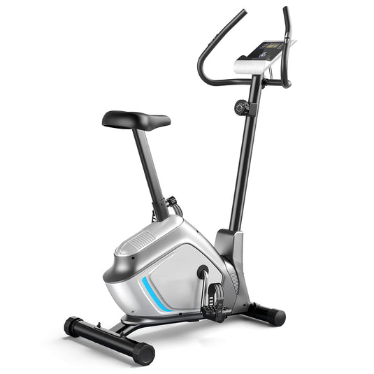 Goplus Magnetic Stationary Upright Exercise Bike, Indoor Cycling Bike w/ 8-level Resistances - GoplusUS