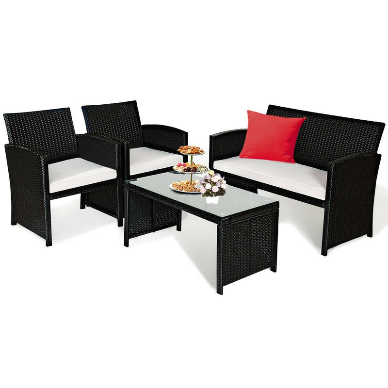 Load image into Gallery viewer, Patio Furniture 4 Pieces Rattan Conversation Sofa Set - GoplusUS
