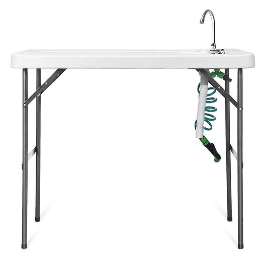 Folding Fish Table Fillet Hunting Cleaning Cutting Camping Sink Table - GoplusUS