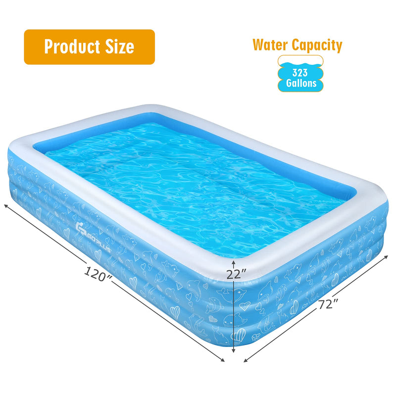 Load image into Gallery viewer, Inflatable Swimming Pool, 120&quot; X 72&quot; X 22&quot; Full-Sized Family Kiddie Blow up Pool - GoplusUS
