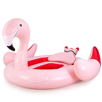 4-6 People Inflatable Flamingo Floating Island, Giant Float - GoplusUS