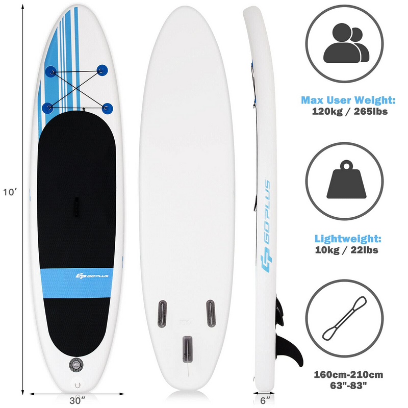 Load image into Gallery viewer, Inflatable 10&#39;  StandUp Paddle Board Package w/ Leash Fin Adjustable Paddle Pump Kit Carry Backpack, 6&quot; Thick - GoplusUS
