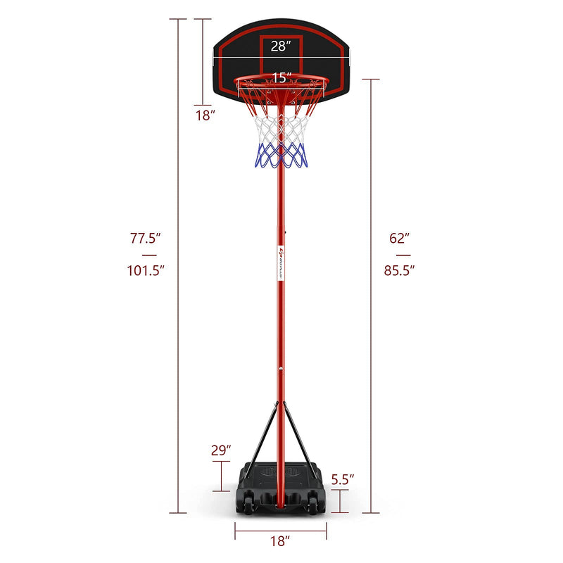 Load image into Gallery viewer, Portable Basketball Hoop, Height Adjustable Basketball Goal System [6.5FT-8.5FT] w/Shatterproof Backboard
