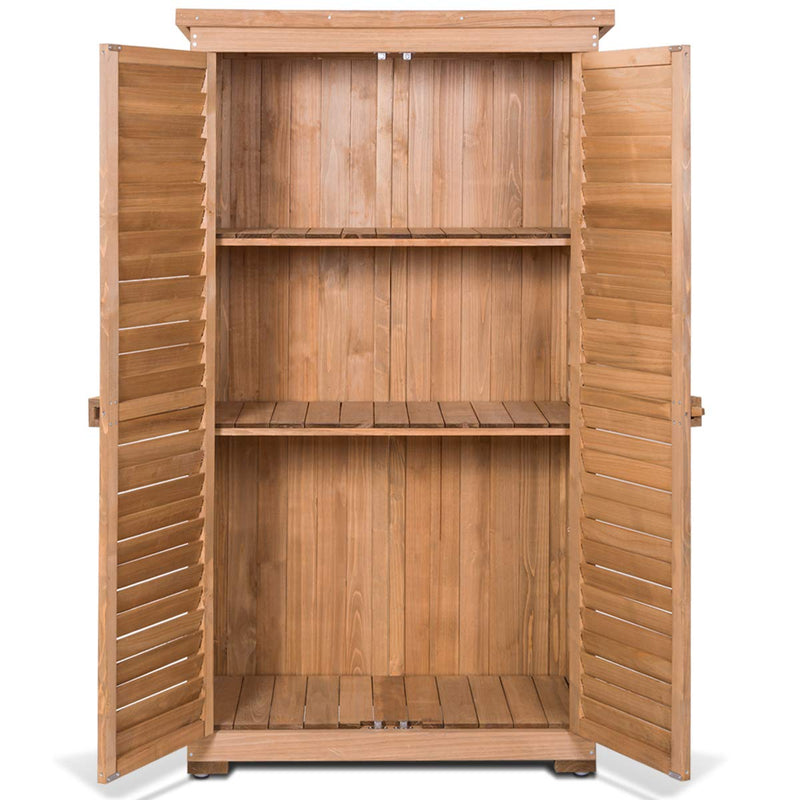 Load image into Gallery viewer, Outdoor Storage Shed Wooden Shutter Design Fir Wood Lockers for Garden Yard - GoplusUS
