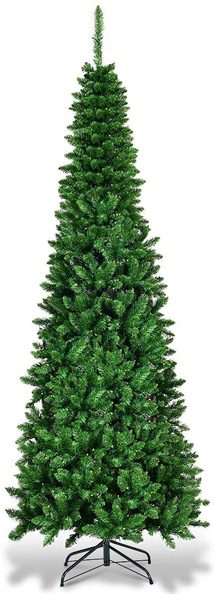 Load image into Gallery viewer, Prelit Pencil Christmas Tree, Premium Hinged Fir Tree
