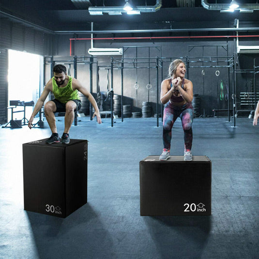 3-in-1 Jumping Box, Height Adjustment Fitness Foam Plyometric Box - GoplusUS